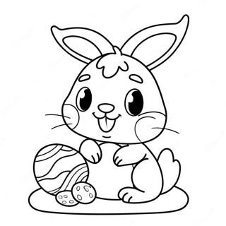 Cute Easter Bunny With Eggs Coloring Page 9542-7955