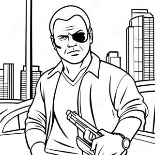 Gta Character In Action Coloring Page 9582-7989