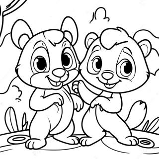 Chip And Dale In A Playful Adventure Coloring Page 9622-8023