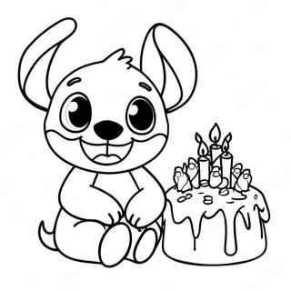 Stitch Birthday Celebration Coloring Page 9631-8019