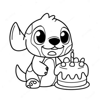 Stitch With Birthday Cake Coloring Page 9632-8025