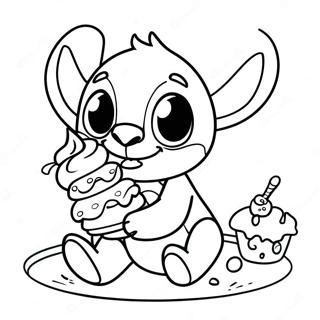 Stitch With Birthday Cake Coloring Page 9632-8026