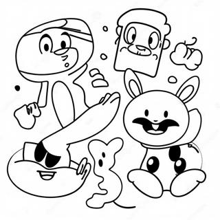 90s Cartoon Characters Coloring Page 9641-8032