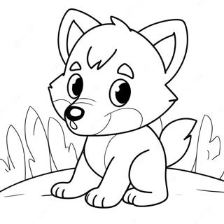 Playful Anime Wolf Pup Coloring Page 9662-8051