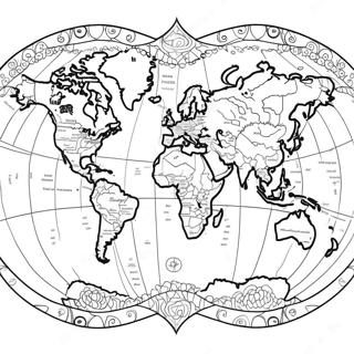 Detailed World Map Coloring Page 9672-8055