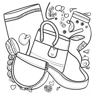 Colorful Aesthetic Preppy Accessories Coloring Page 9682-8067