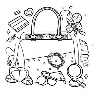 Colorful Aesthetic Preppy Accessories Coloring Page 9682-8068