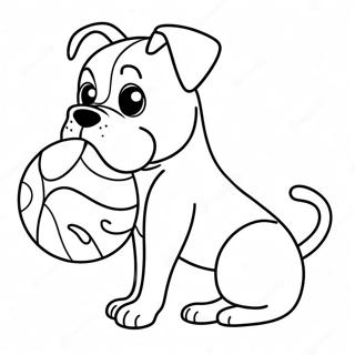 Cute Boxer Dog Playing With Ball Coloring Page 9692-8074