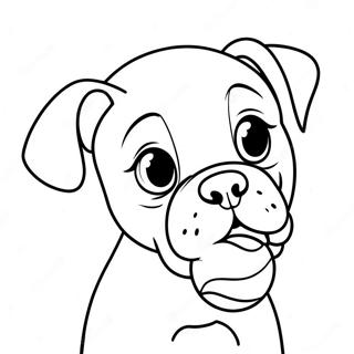 Cute Boxer Dog Playing With Ball Coloring Page 9692-8076