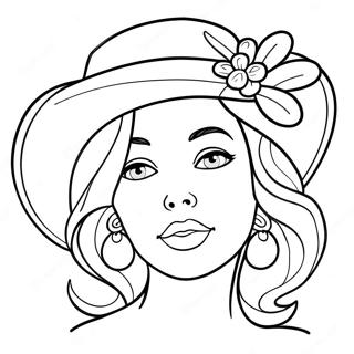 Charming Coquette With A Hat Coloring Page 9712-8090