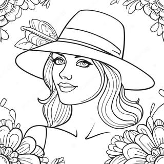 Charming Coquette With A Hat Coloring Page 9712-8092