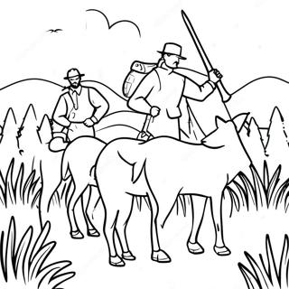 Hunting Scene Coloring Page 971-766