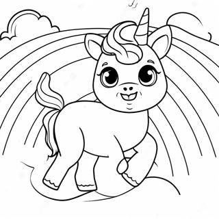 Unicorn Puppy Playing In A Rainbow Coloring Page 9731-8103