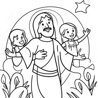 Joyful Jesus With Children Coloring Page 9802-8158