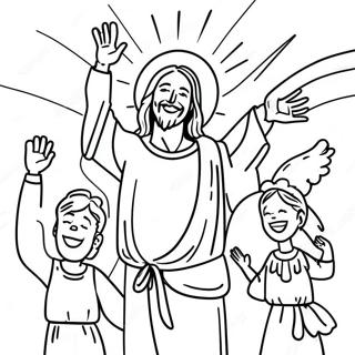 Joyful Jesus With Children Coloring Page 9802-8159