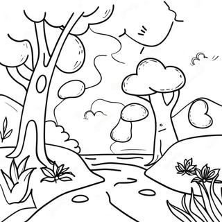 Watercolor Nature Scene Coloring Page 9841-8187