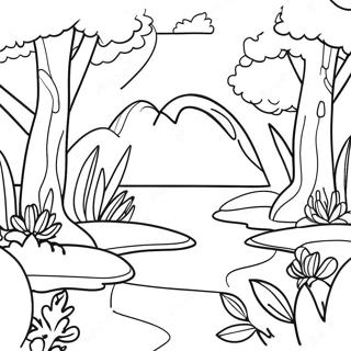 Watercolor Nature Scene Coloring Page 9841-8188