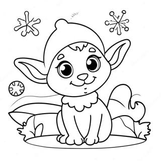 Cute Elf Pets In Winter Wonderland Coloring Page 9882-8221