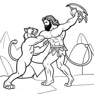 Hercules Battling The Nemean Lion Coloring Page 9892-8232