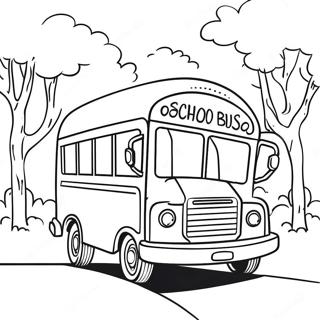 Cheerful School Bus Driving Through Neighborhood Coloring Page 9922-8249