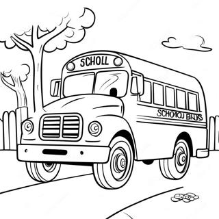 Cheerful School Bus Driving Through Neighborhood Coloring Page 9922-8250