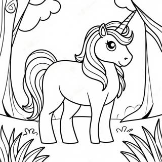 Majestic Unicorn In A Magical Forest Coloring Page 9932-8266