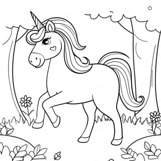 Majestic Unicorn In A Magical Forest Coloring Page 9932-8268