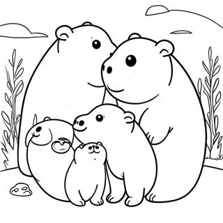 Cute Capybara Family Coloring Page 9962-8286